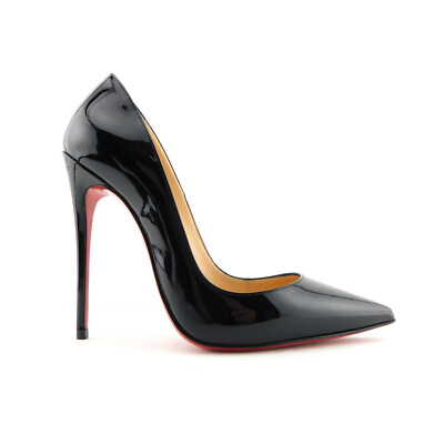 CHRISTIAN LOUBOUTIN Size 5.5 SO KATE Black Patent Heels Pumps