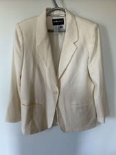 Sag Harbor Women's Petite Blazer - Size 8P - Wool - Beige