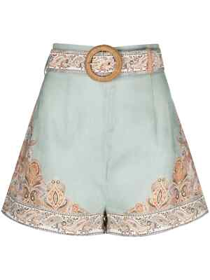 Zimmermann Devi Fitted shorts  Mint paisley size AU4/US12