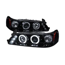 Spec-D Tuning LED Dual Halo Glossy Black Projector Headlights Compatible with...