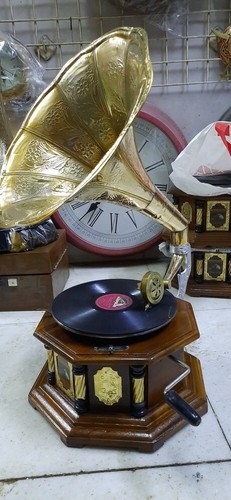 Antikes Grammophon, voll funktionsfähiger Phonograph, Win-Up Plattenspieler - Bild 7 von 9