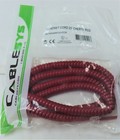 Cherry Red Long Handset Cord Vintage Phone Receiver Curly Cablesys 2500RD 25Ft