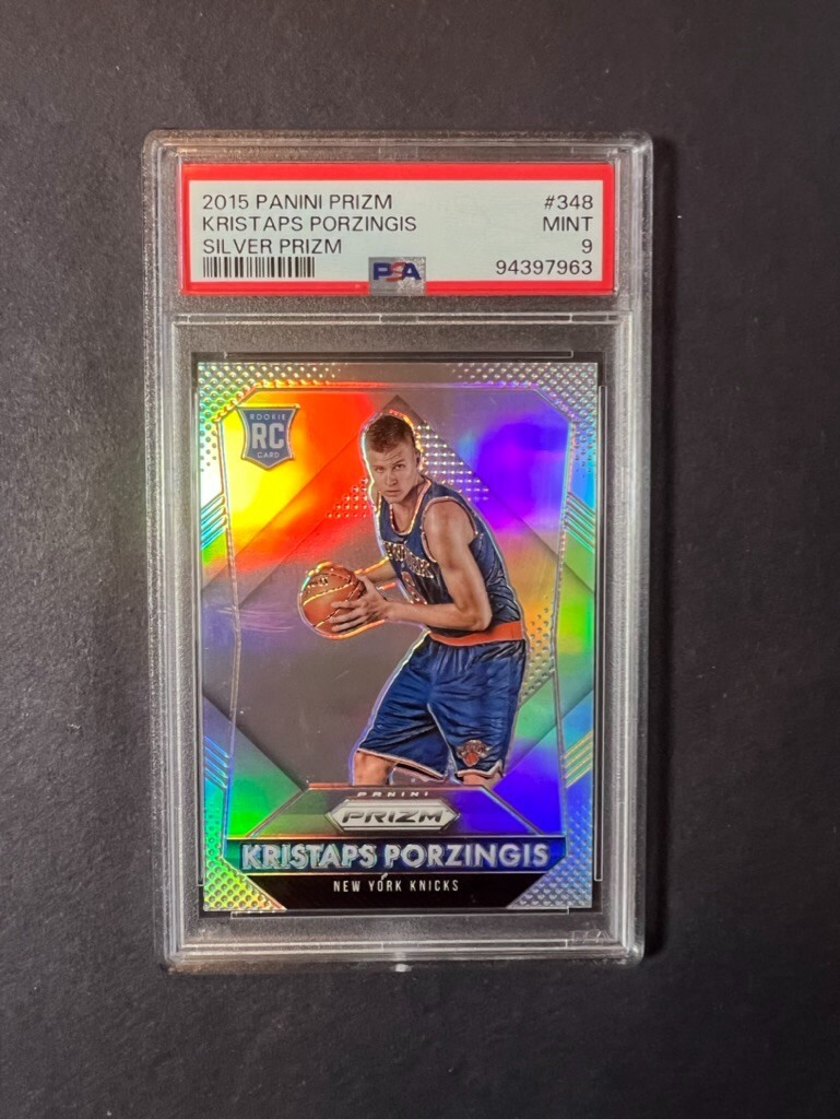 2015-16 Prizm Kristaps Porzingis Rookie Silver Prizm PSA 9 - Knicks Celtics Mavs