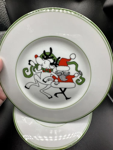 Fitz & Floyd Santa 2 Plates And 2 Mugs