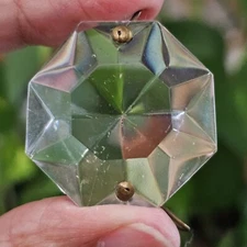Vintage Octagon Crystal two hole  Old Chandelier Prism 1.25" Flush Mount