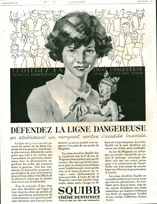 Alte Reklame Zahnpasta Squibb 1928 aus Zeitschrift