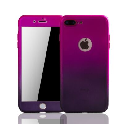 Handyhülle Schutz Case für Apple iPhone 7 Plus Full Cover Displayschutz Pink