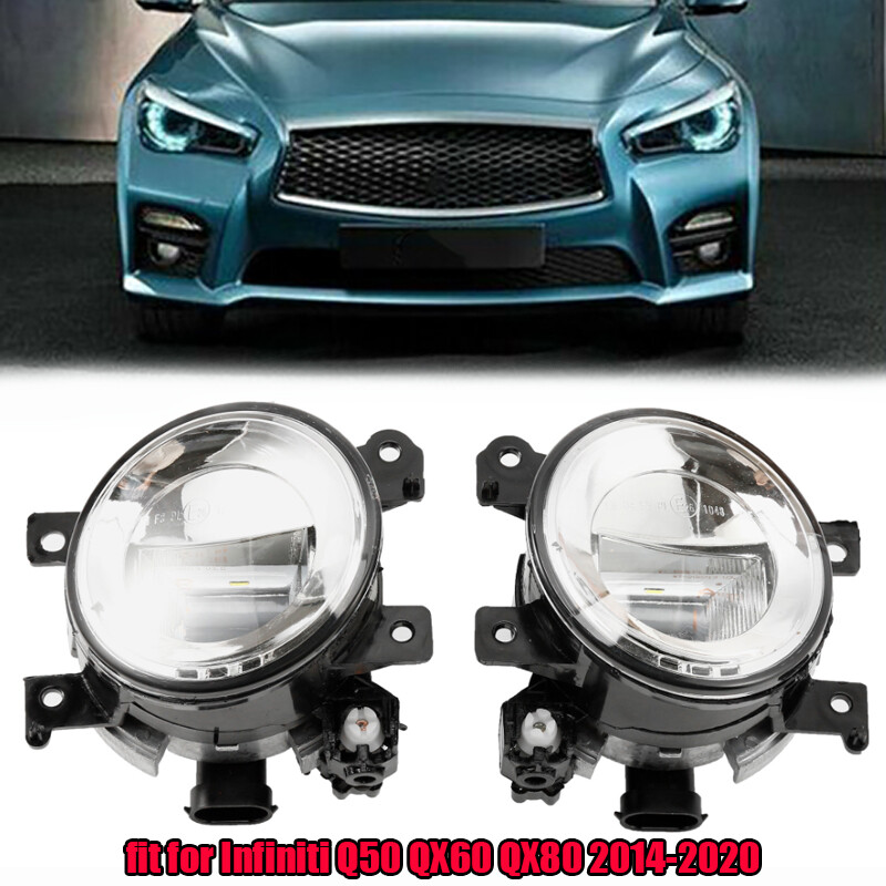 Pair Of Front Bumper LED Fog Lights For 2014-2020 Infiniti Q50, QX60, QX80 (Left & Right)