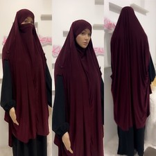long wide hijab shirt interlace chic cape built in niqab free size -pick color-
