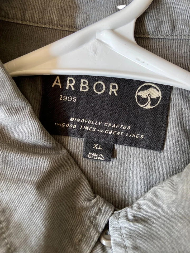 Camisa De Colección Arbor 1995 Para Hombres Abotonada Gris Talla XL Cuello L/S Bolsillo Foto 2 de 4