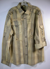 F.U.S.A.I. Jeans by Focus USA, Inc Men's LS Jeans-Military-Safari Shirt XXL FINE