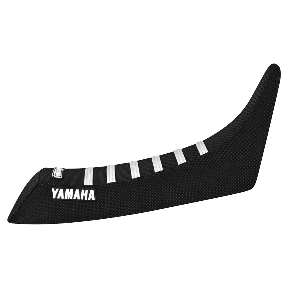 Cubierta de asiento con pinza Yamaha Big Wheel 200 1985-1988 todo negro/blanco costilla #397 logotipo Foto 2 de 4
