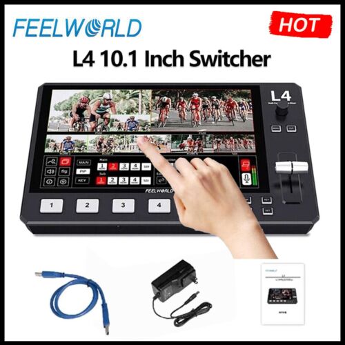 Feelworld L4 Multi Camera Video Mixer Switcher 10.1" Touch Screen HDMI USB 3.0 - Picture 1 of 10