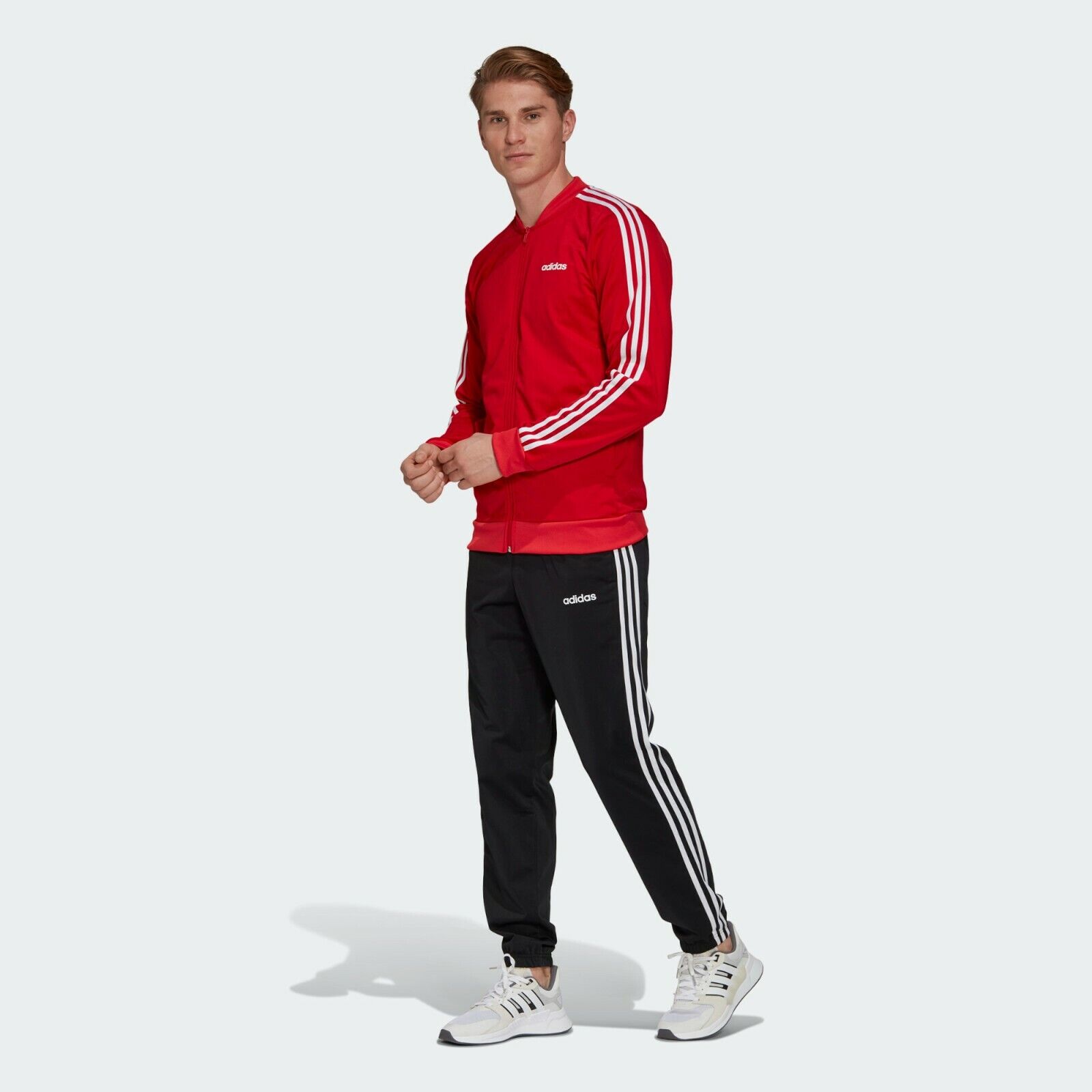 Disturbio Ajustable retorta Men's Adidas Full Tracksuit Bottoms Zip Jacket Red Black Trousers Pants M L  XL | eBay