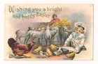 ANTIQUE EMBOSSED EASTER Postcard CHILDREN CHICKS LAMBS, 1911 — photo 1