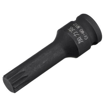 M12 Impact Spline Endstück Stecknuss 3/8'' Vierkant Abdruck 60mm lang CR-MO Abmessungen