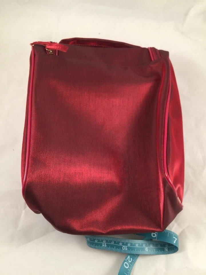 Avon Make-Up Bag /Tote Case Burgundy Iridescence 2 Zipper Compartment - Image 4 of 4