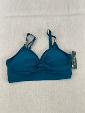 Blooming Jelly Bikini Top Womens Large Blue Twist Front Padded Swim Bra NWT