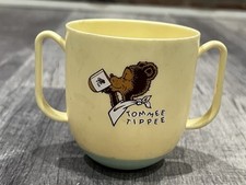 RARE VTG Tommee Tippee Bear Yellow/Blue Trainer Sippy Cup Weighted Bottom/No Top
