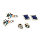 Southwest Sterling Silver Turquoise Coral Bloom Claw Earring Lot of 6 #S5036-3 — photo 6