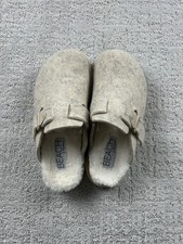 BEACH By Matisse Slippers Womens 8 Beige Portland Clog Faux Fur Lined Indoor