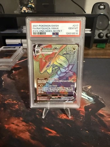 Pokemon TCG Rayquaza VMAX Rainbow Secret Rare 217/203 Evolving Skies PSA 10
