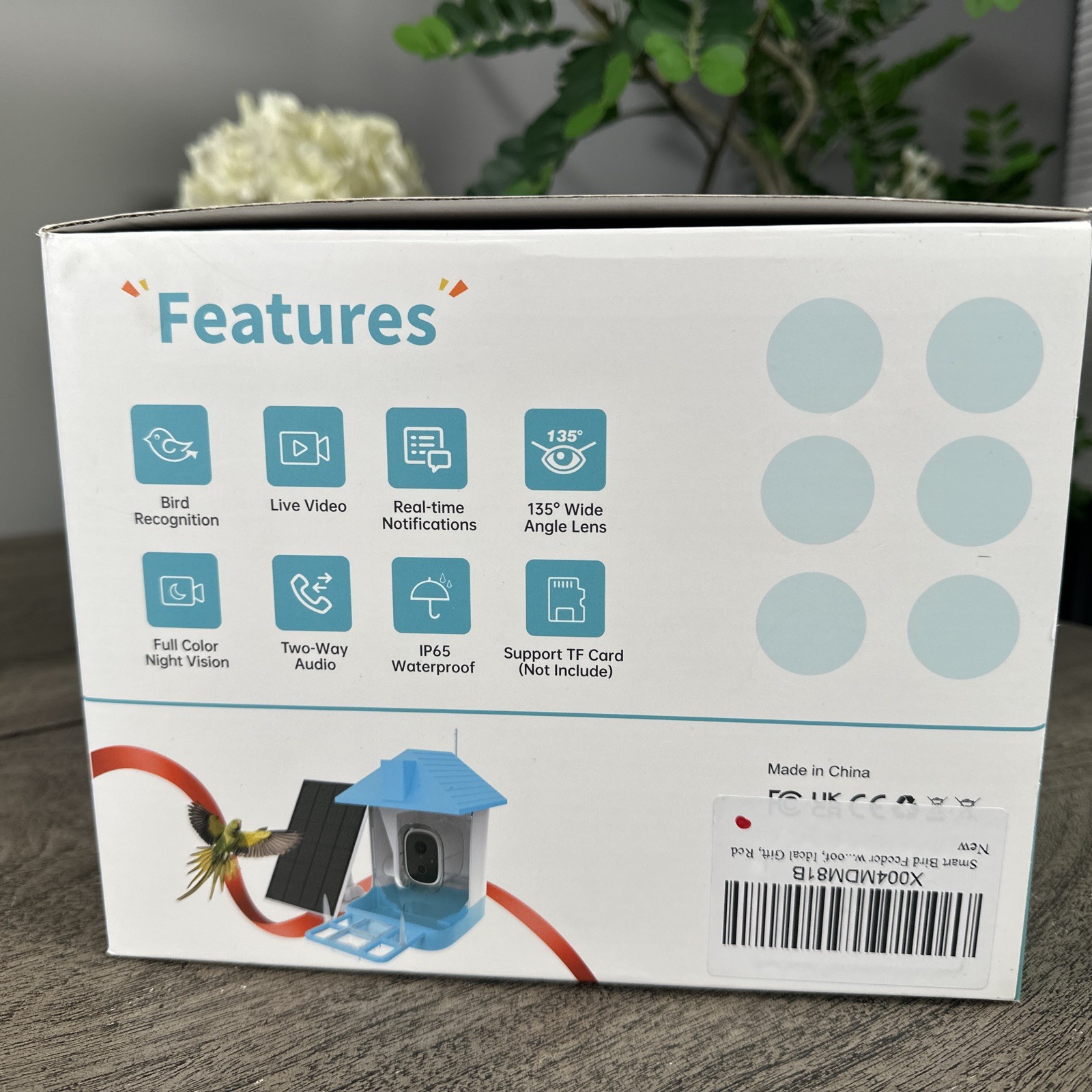 Green IP65 Waterproof Smart Bird Feeder with Camera and 135 Wide Angle Lens