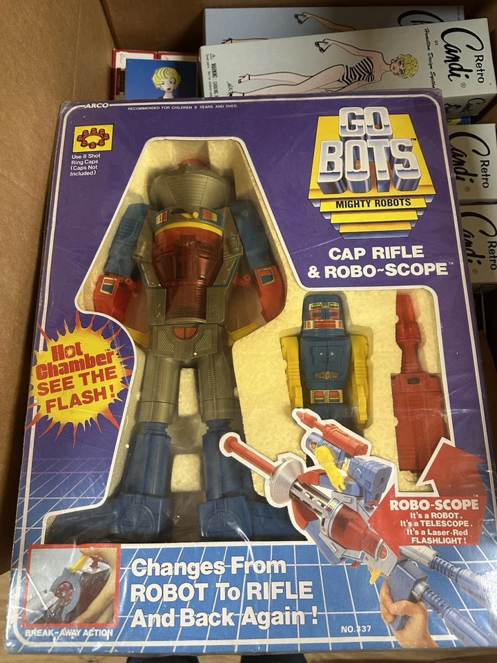 Tonka Arco Go Bots Hot Chamber Cap Rifle & Robo Scope Transformer 1984 New Open - Image 2 of 4
