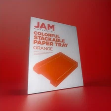JAM PAPER Stackable Paper Trays - Orange - Desktop Document Letter & File Org...