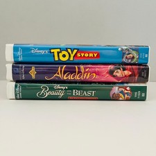Disney VHS Lot: Toy Story + Aladdin (espanol) + Beauty And The Beast VG++/EXCEL