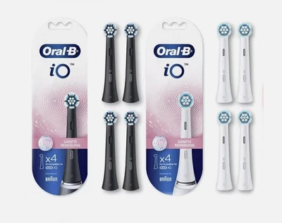 4 Pack Genuine Oral-B iO Gentle Care Replacement Brush Heads Black/White UK