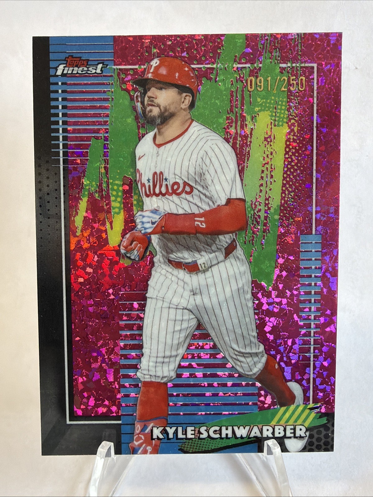 2026 Topps Finest Kyle Schwarber Pink Mini Diamonds # /250 Phillies
