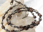 Vintage Solid Sterling Silver Square Beads Copper Rings Necklace 14.6 Grams