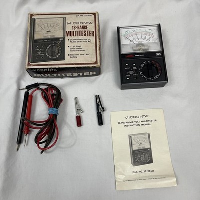 MICRONTA 18-Range Multitester Cat. No. 22-201U 20,000 OHMS/Volt DC In Box