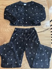 Gap Girls Plush Fleece Pajamas Stars Black Size 12 Large