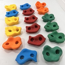 Kids Rock Climbing Holds Lot of 17 Colorful Plastic Bolt-On Wall Holds Used