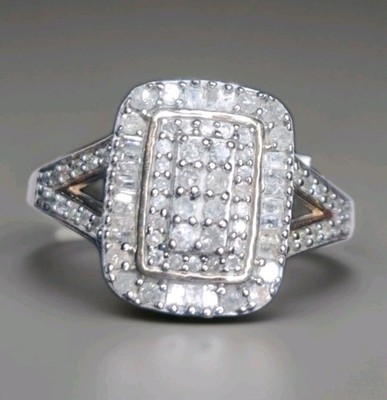 Vintage 10k massiver Gelbgold echter Diamant Cluster Ring Größe 7