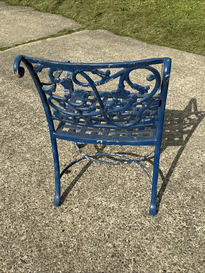 Vintage Cast Aluminum Wicker Vine Heavy Duty Weatherproof Patio Garden Arm Chair - Image 3 of 4