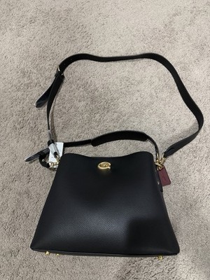 COACH C2621 Willow Shoulder Bag Polished Pebble Leather Black outlet NWT