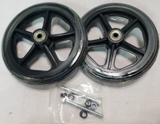 Woogim 2Pcs 7 Inch Rubber Anti-Slip for Walker Rollator Replacement Wheels,Black