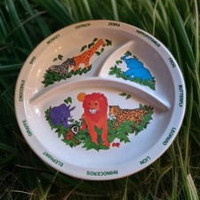 Vintage 1987 Anacapa Animal Safari Child's Divided Dinner 10  Plate Melamine