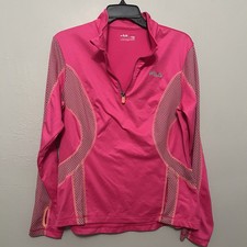 Fila Sport Activewear 1/4 Zip Running Jacket Women's Size L- Hot Pink Stretch