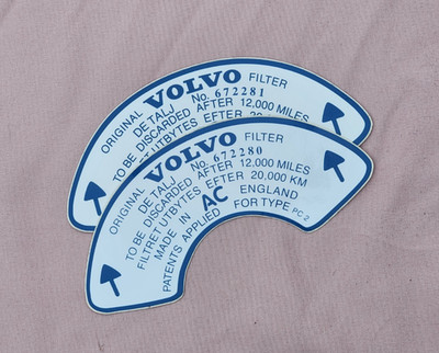 Volvo SU HS6 Air Filter Decals Amazon 1800 PV Duet 554 122 123GT