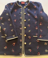Vtg 90  s Geiger Austria Trachten Jacket 100 Boiled Wool Embroidered Folk Art