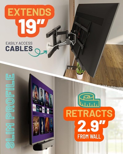 ECHOGEAR Full Motion Articulating TV Wall Mount Bracket for TVs Up to 82" - Picture 5 of 9