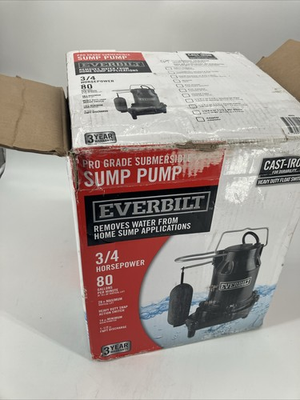 #ad Everbilt 3 4HP Cast Iron Pro Grade Submersible Sump Pump 1004 120 345 READ $49.95