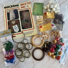 LOT Vintage to Now Macrame Beads & Rings + Book in Various Colors Sizes Shapes