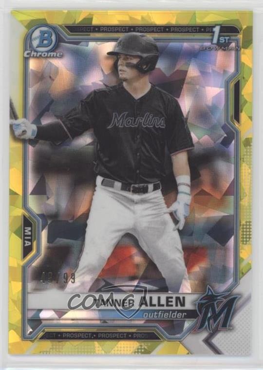 2021 Bowman Chrome Draft Sapphire Edition Yellow /99 Tanner Allen #BDC-165 vs5