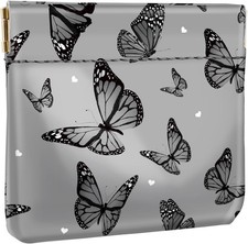 Squeeze Coin Purse Pouch Change Holder Mini Mini, Black Butterflies