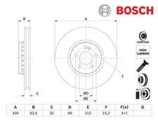 2 pieces brake disc Bosch 0986479H48 for Mercedes-Benz CLS